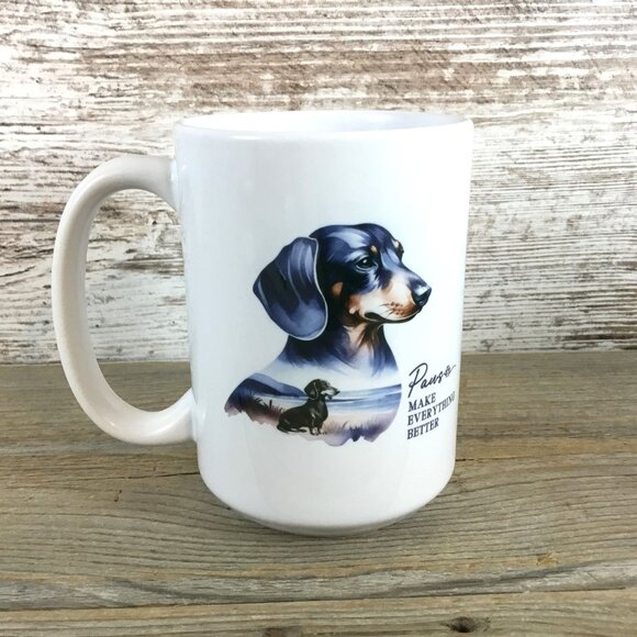 Dachshund Paws Make Everything Better 15 oz Ceramic Coffee Mug - Picture 1 of 3